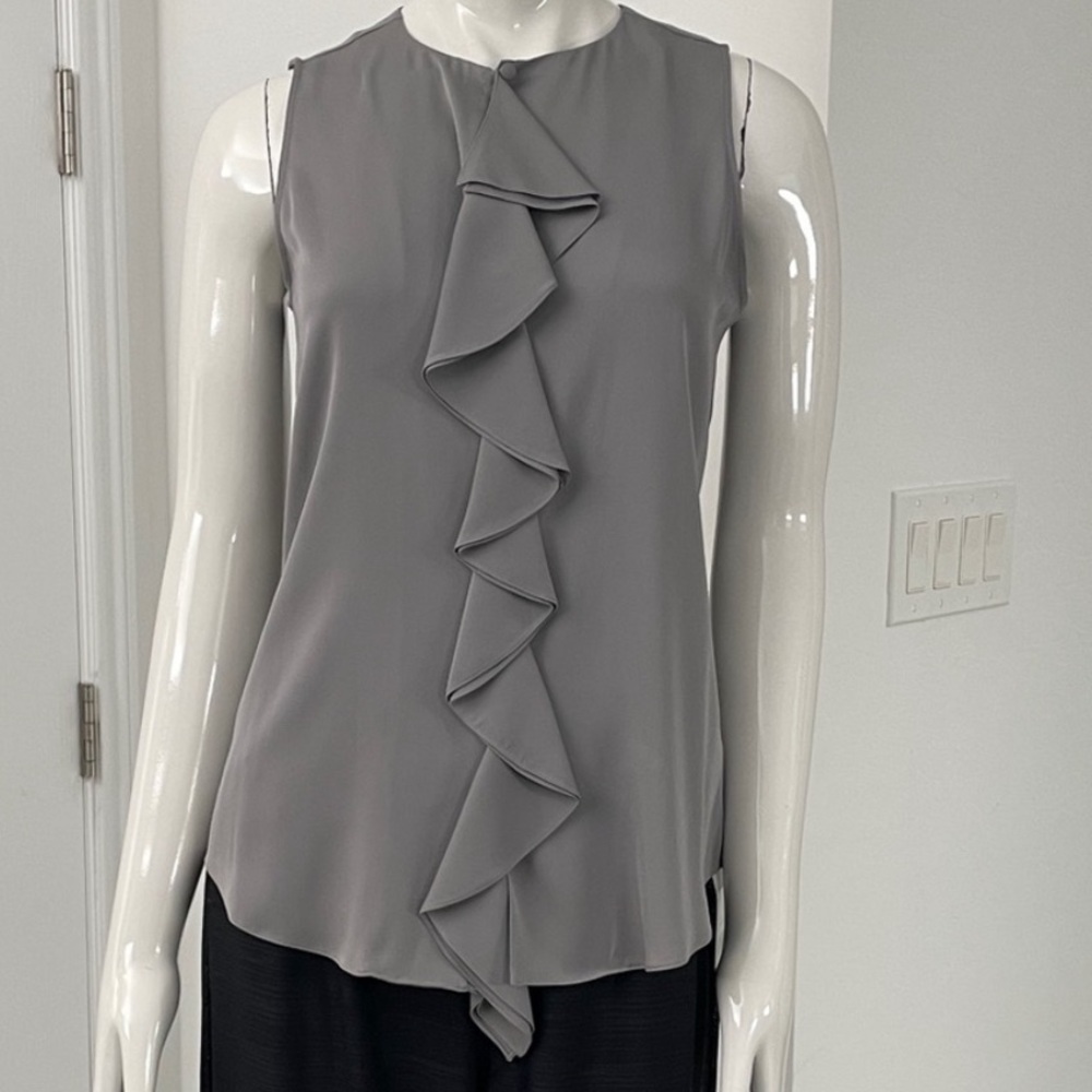 Theory Jastrid Gray Silk Sleeveless Top M
